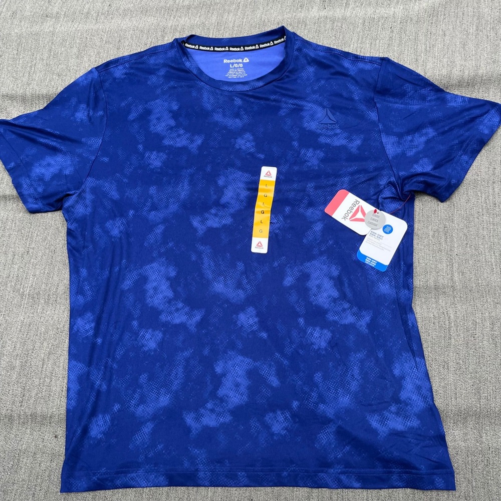 Reebok Mens RBK-DRY Blue Snakeskin Print Training T-Shirt Large NWT REM231TS16